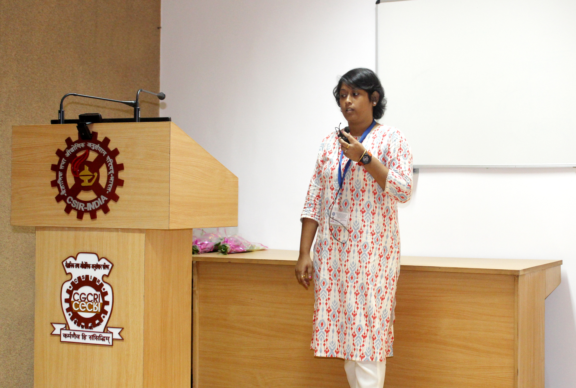 Dr Barnasree Chandra delivering a lecture